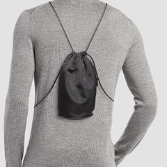 Compact Nylon Twill Drawstring backpack Fitted With Outer Independent Zipper Pocket