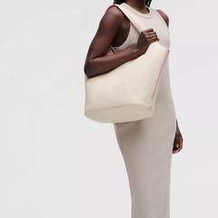 Breathable Mesh Fabric Shopping Bag Built With Inner Partition Pockets and Magnetic Snap Fastening