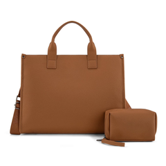 Spacious Tote-Style Laptop Bag Equipped With Attached Mini Pouch and Luggage Pass-Through Sleeve