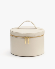 Hard Shell Premium Leather Makeup bag With Built-In Multi-Position Elastic Storage Slots