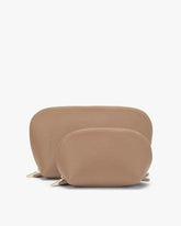 Two-Size Pebbled Leather Makeup bag Set Designed For Classified Toiletry And Cosmetic Storage