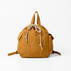 Vintage Suede Drawstring backpack Equipped With Side Storage Pockets and Extra Top Hand Grips