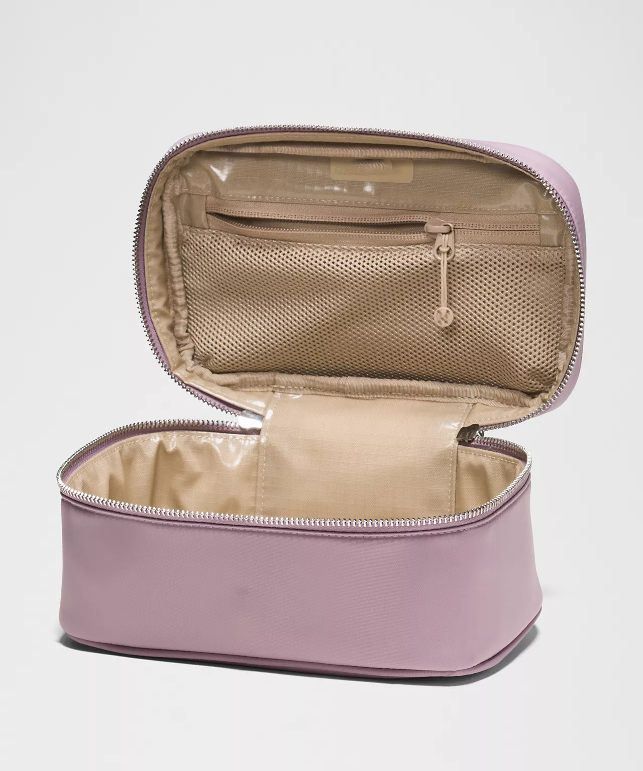 Recycled Fabric Water-Resistant Makeup bag Equipped With Carry Handle and Lid Zipper Storage Slot