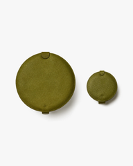 Round Crossgrain Leather Makeup bag With Microfiber Inner Lining and Fastening Clip