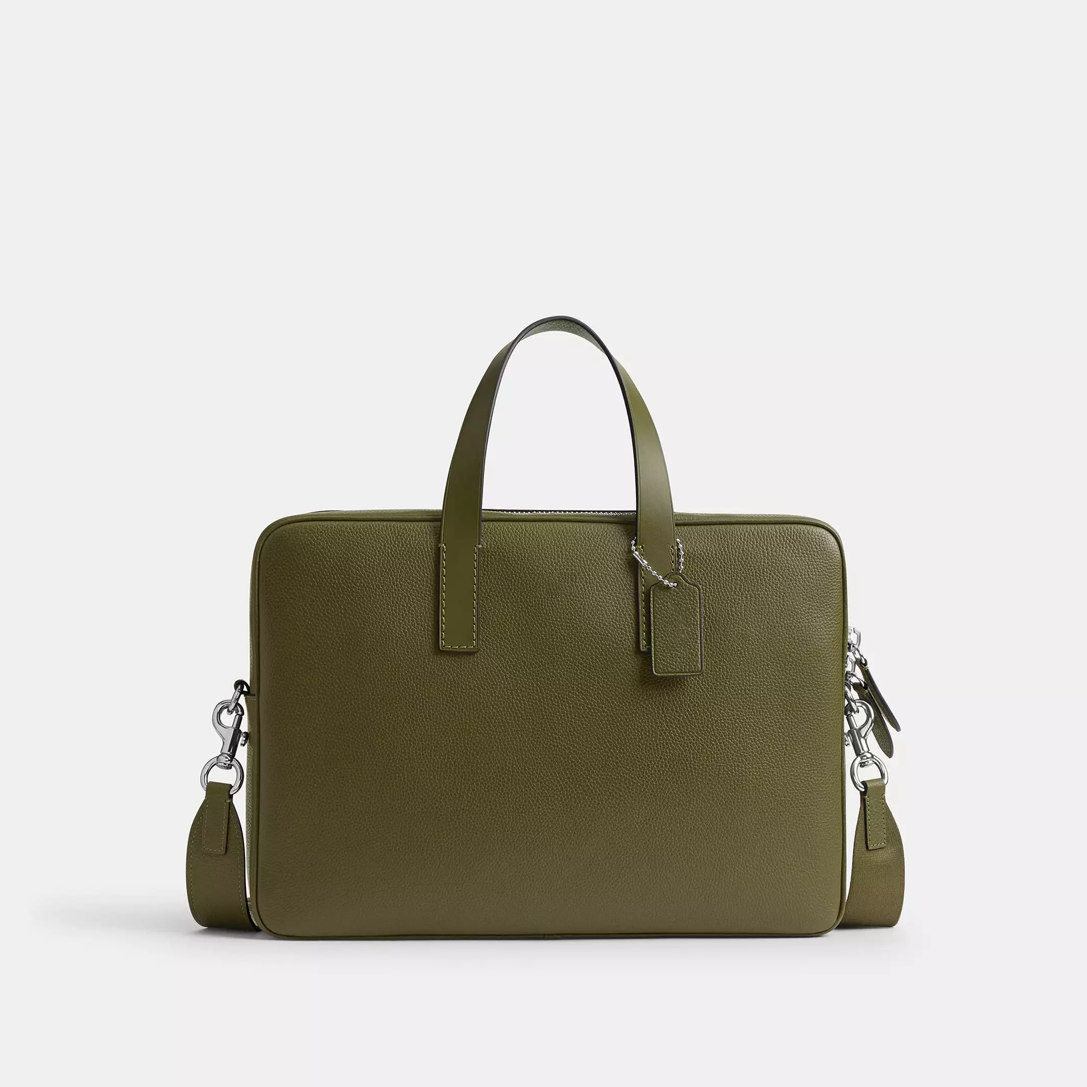 Polished Pebble Leather Laptop Bag Supporting Dual Handheld and Crossbody Carry Styles
