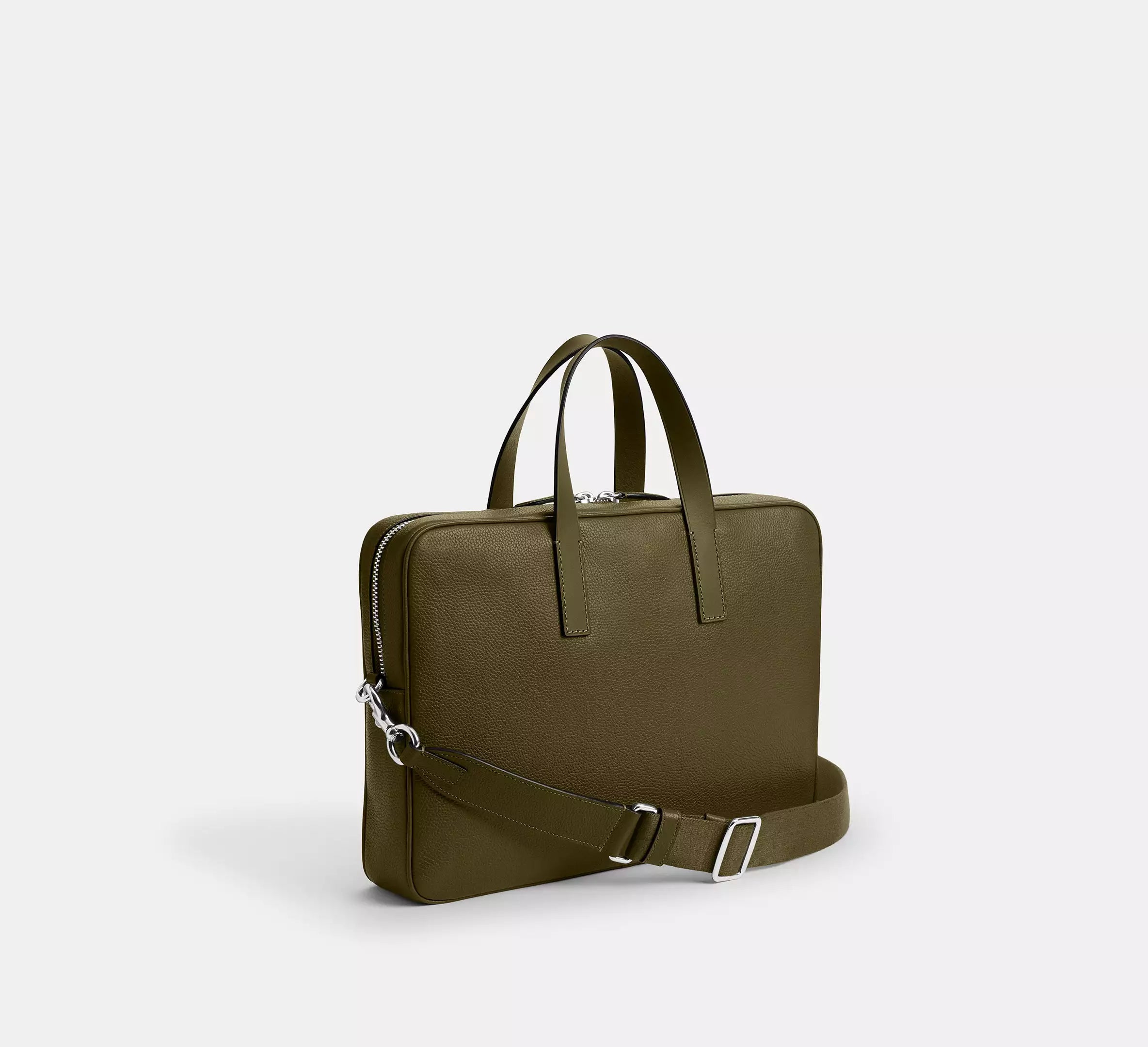 Polished Pebble Leather Laptop Bag Supporting Dual Handheld and Crossbody Carry Styles
