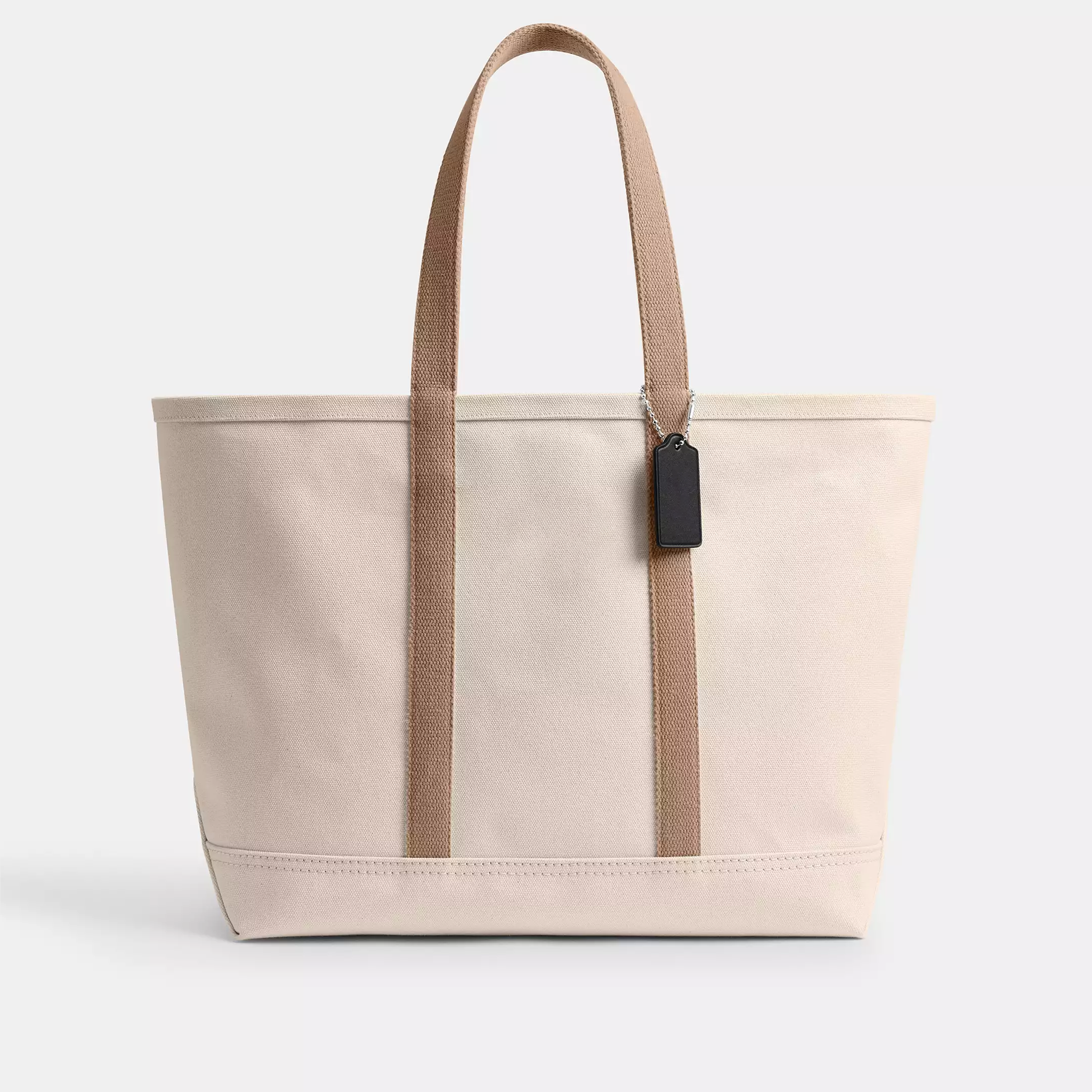 Sturdy Canvas Leather-Trimmed Shopping Bag Capable of Storing Large-Size Laptops