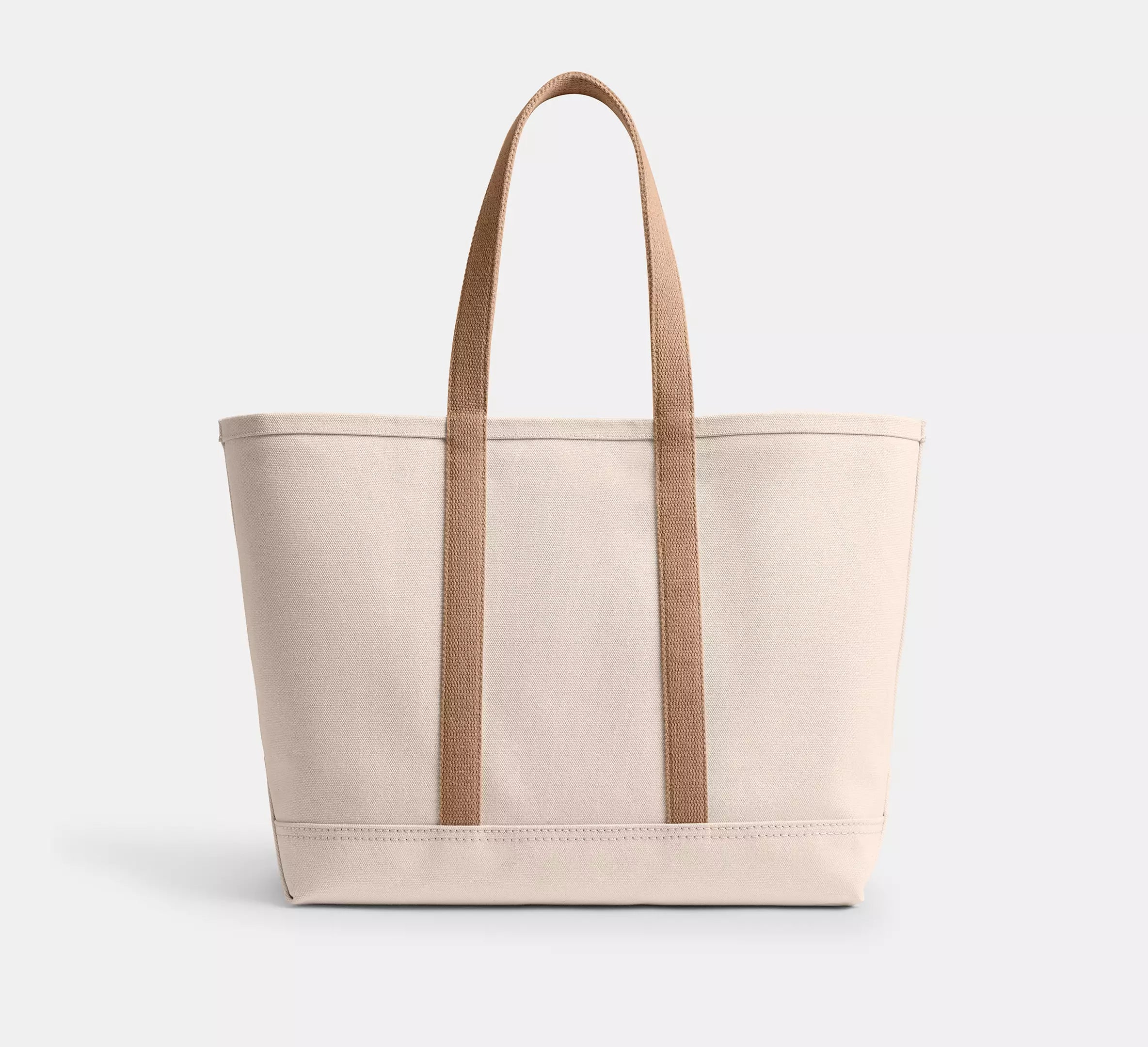 Sturdy Canvas Leather-Trimmed Shopping Bag Capable of Storing Large-Size Laptops